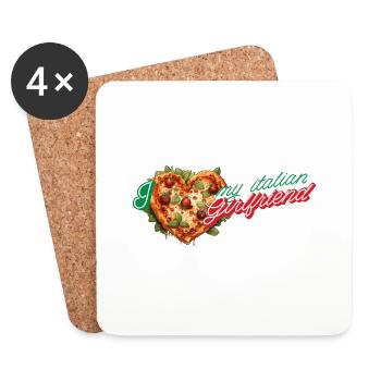 Ich liebe meine italienische Freundin Pizza Herz - Untersetzer (4er-Set) - Weiß - Vorne