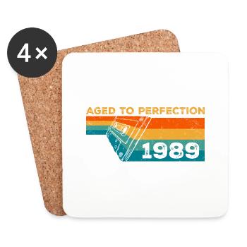 Jahrgang 1989 - 1989 Retro Geburtstagsgeschenk - Untersetzer (4er-Set) - Weiß - Vorne