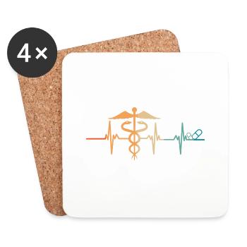 Battement de cœur pharmacie - Dessous de verre (lot de 4) - blanc - Devant