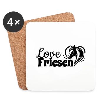 Friesen Love Herz Pferdekopf - Untersetzer (4er-Set) - Weiß - Vorne