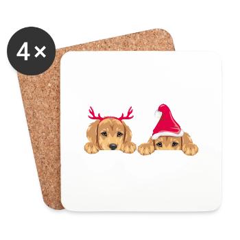 Peeking retriever puppies in Christmas accessories - Coasters (set of 4) - white - Front