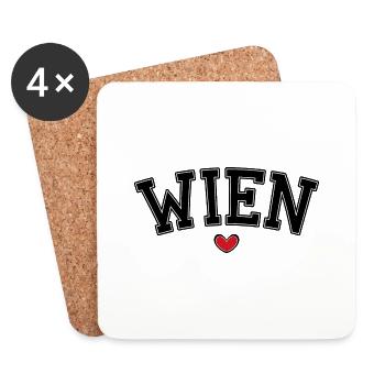 Wien Herz Schrift - Untersetzer (4er-Set) - Weiß - Vorne
