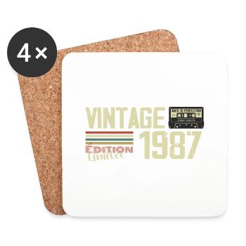 1987 Vintage Rétro Cadeau D'anniversaire 1987 - Dessous de verre (lot de 4) - blanc - Devant