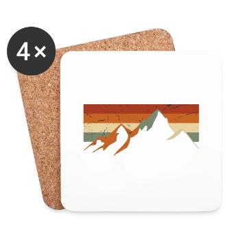 montagne rétro-idée cadeau vintage - Dessous de verre (lot de 4) - blanc - Devant