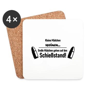 Kleine Mädchen weinen - große gehen schießen - Untersetzer (4er-Set) - Weiß - Vorne