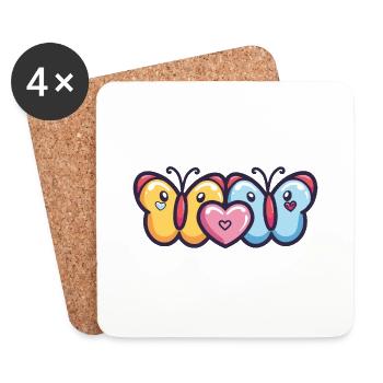 Schmetterling Paar Liebe Couple Verliebt - Untersetzer (4er-Set) - Weiß - Vorne