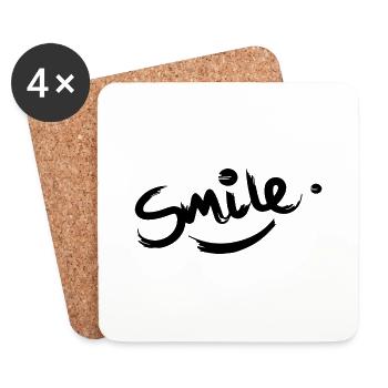 Smile, sprüche, - Untersetzer (4er-Set) - Weiß - Vorne