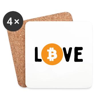 Love Bitcoin - Untersetzer (4er-Set) - Weiß - Vorne
