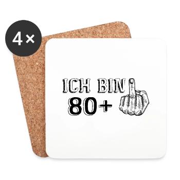 Drôle de cadeau d’anniversaire J’ai 80 ans Plus 1 - Dessous de verre (lot de 4) - blanc - Devant