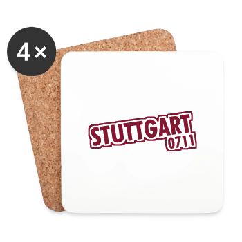 Stuttgart - 0711 - Indicatif régional - Bade-Wurtemberg - Dessous de verre (lot de 4) - blanc - Devant