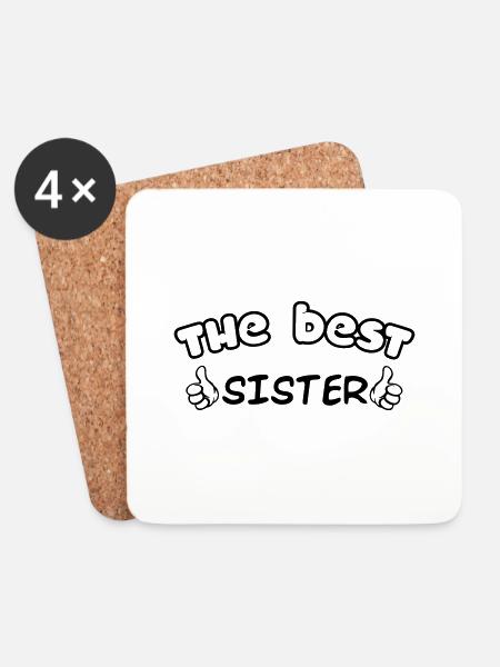 THE BEST SISTER - Coasters (set of 4) - white