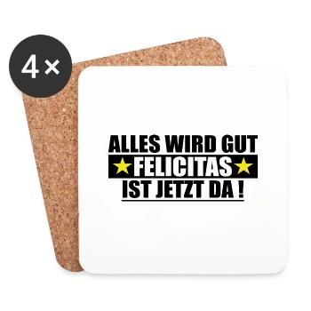 Felicitas Last Name First Name Birthday - Coasters (set of 4) - white - Front