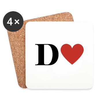Roter Herz-Buchstabe - Untersetzer (4er-Set) - Weiß - Vorne