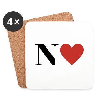 Letter n red heart - Coasters (set of 4) - white - Front