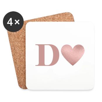 Rose gold heart letter - Coasters (set of 4) - white - Front