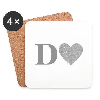 Silver Heart Letter - Coasters (set of 4) - white - Front