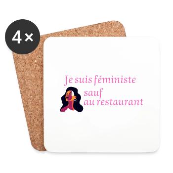 ICH BIN FEMINISTIN, AUSSER IN RESTAURANTS - Untersetzer (4er-Set) - Weiß - Vorne