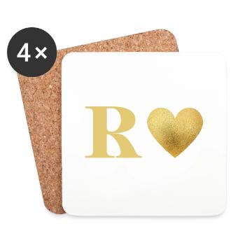 Letter r golden heart - Coasters (set of 4) - white - Front