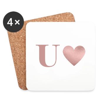 Letter u heart rose gold - Coasters (set of 4) - white - Front