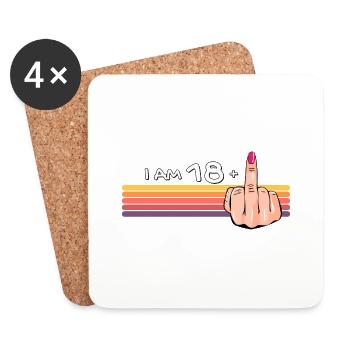 J’ai 28 ans + 1 chemise de doigt d’honneur J’ai 28 ans et plus, - Dessous de verre (lot de 4) - blanc - Devant
