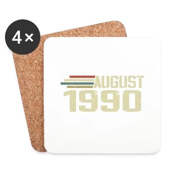 Né Août 1990 Jubilé Août 1990 Millésime - Dessous de verre (lot de 4) - blanc - Devant