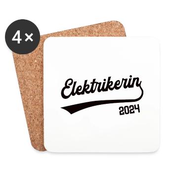 Elektrikerin 2024 Beruf Elektriker Strom Handwerk - Untersetzer (4er-Set) - Weiß - Vorne