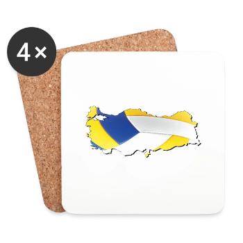 Turkey Türkiye Map Framed Real Volleyball - Coasters (set of 4) - white - Front