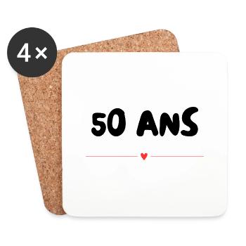 50. 50 JAHRE. 50-JÄHRIGES JUBILÄUM. 50-JÄHRIGES JUBILÄUM. - Untersetzer (4er-Set) - Weiß - Vorne
