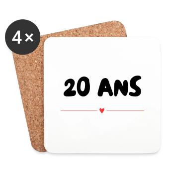20. 20 YEARS. 20th ANNIVERSARY. 20 YEARS ANNIVERSARY. - Coasters (set of 4) - white - Front