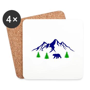 Ours des montagnes - Dessous de verre (lot de 4) - blanc - Devant