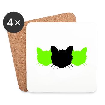 3 Cats Silhouettes Three Friends Team Heads Crew - Coasters (set of 4) - white - Front