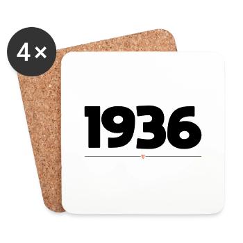 1936 coeur anniversaire - Dessous de verre (lot de 4) - blanc - Devant