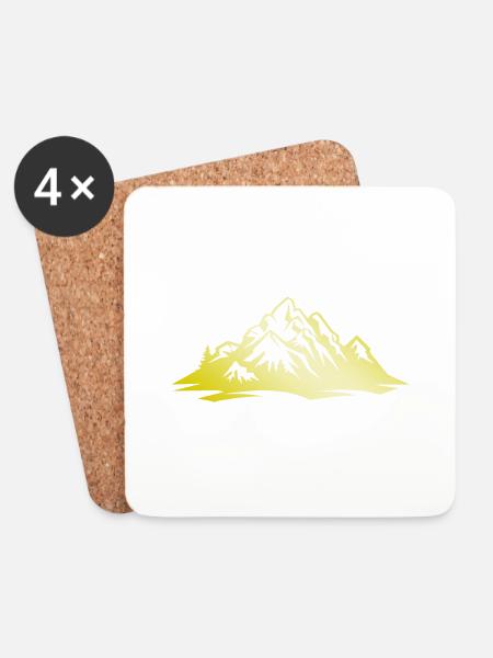 Berge Gold silhouette Natur - Untersetzer (4er-Set) - Weiß
