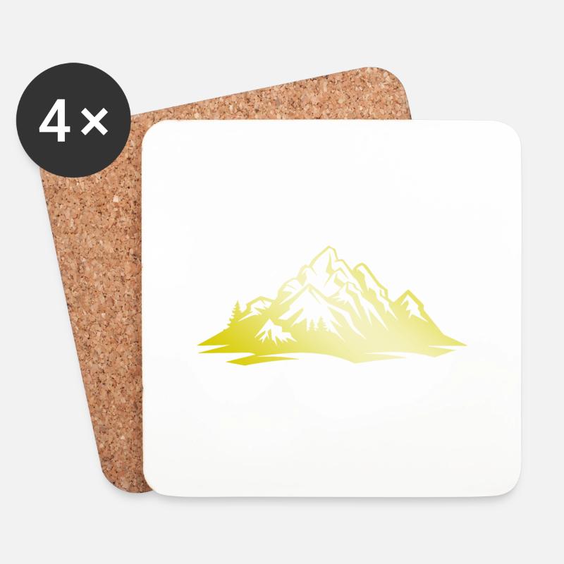 Berge Gold silhouette Natur - Untersetzer (4er-Set) - Weiß