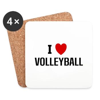 I love volleyball - Coasters (set of 4) - white - Front
