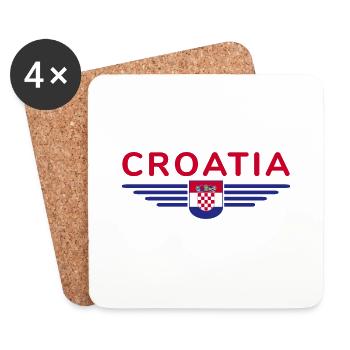J’aime la Croatie, T-shirt design de style élégance - Dessous de verre (lot de 4) - blanc - Devant