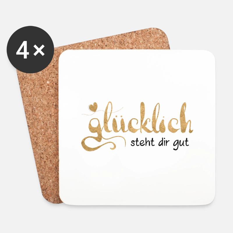 Glücklich steht dir gut - Untersetzer (4er-Set) - Weiß