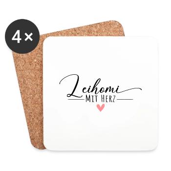 Leihomi mit Herz - Untersetzer (4er-Set) - Weiß - Vorne