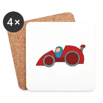 Voiture de course - Dessous de verre (lot de 4) - blanc - Devant
