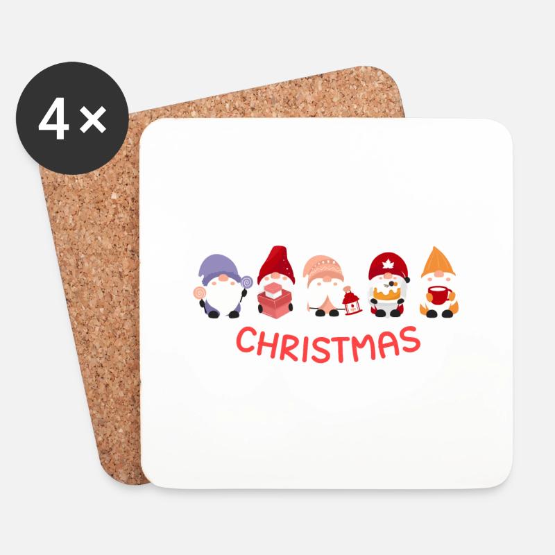 Christmas with 5 Santa - Untersetzer (4er-Set) - Weiß