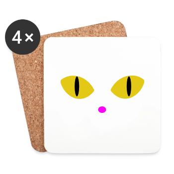 Yeux jaunes - Dessous de verre (lot de 4) - blanc - Devant