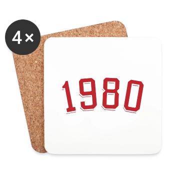 Year of birth sport 1980 - Coasters (set of 4) - white - Front
