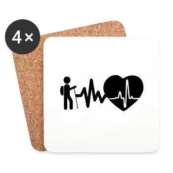 Hiking is life Heartbeat for hikers - Coasters (set of 4) - white - Front