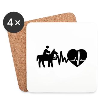 Riding is life Heartbeat for riders - Coasters (set of 4) - white - Front