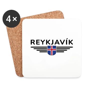 T-shirt Reykjavík – La ville des aurores boréales - Dessous de verre (lot de 4) - blanc - Devant