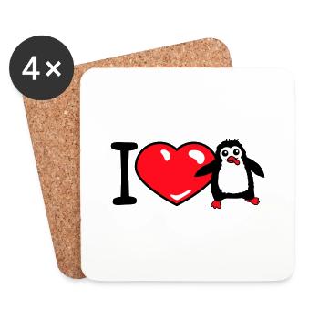 I Love Pinguin Liebe Herz Symbol Süß Kind Baby - Untersetzer (4er-Set) - Weiß - Vorne