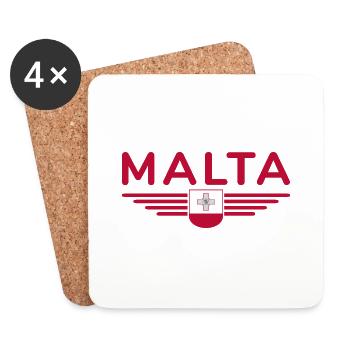 Malta T-Shirt – Für Insel-Fans - Untersetzer (4er-Set) - Weiß - Vorne