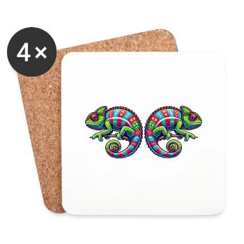 Caméléon - Dessous de verre (lot de 4) - blanc - Devant