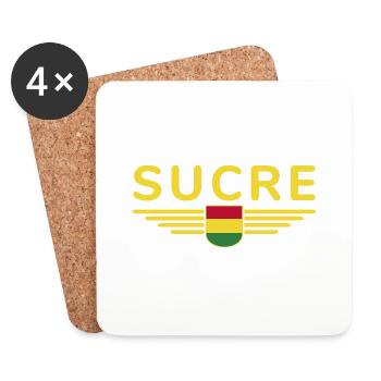 Sucre Bolivia Fans T-Shirt Design - Dessous de verre (lot de 4) - blanc - Devant