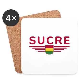 Sucre Bolivia Fans T-Shirt Design - Dessous de verre (lot de 4) - blanc - Devant